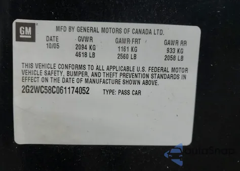 2006 Pontiac Grand Prix Gxp из США, поврежденный, VIN 2G2WC58CZ61174052